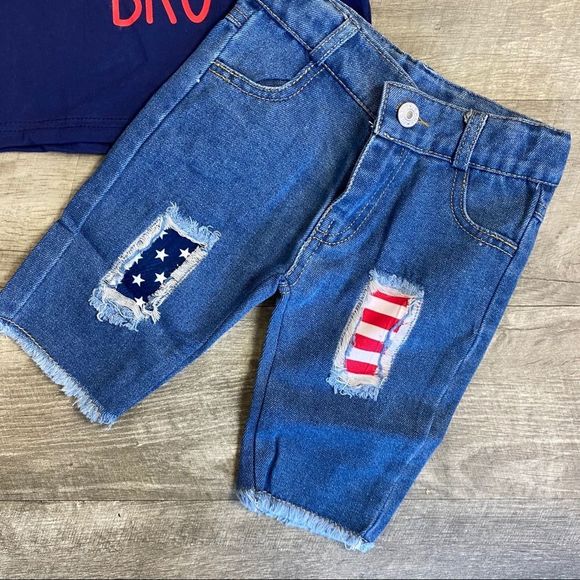 Boys American Bro Tee and Capri Patriotic Outfit - Picture 3 of 3